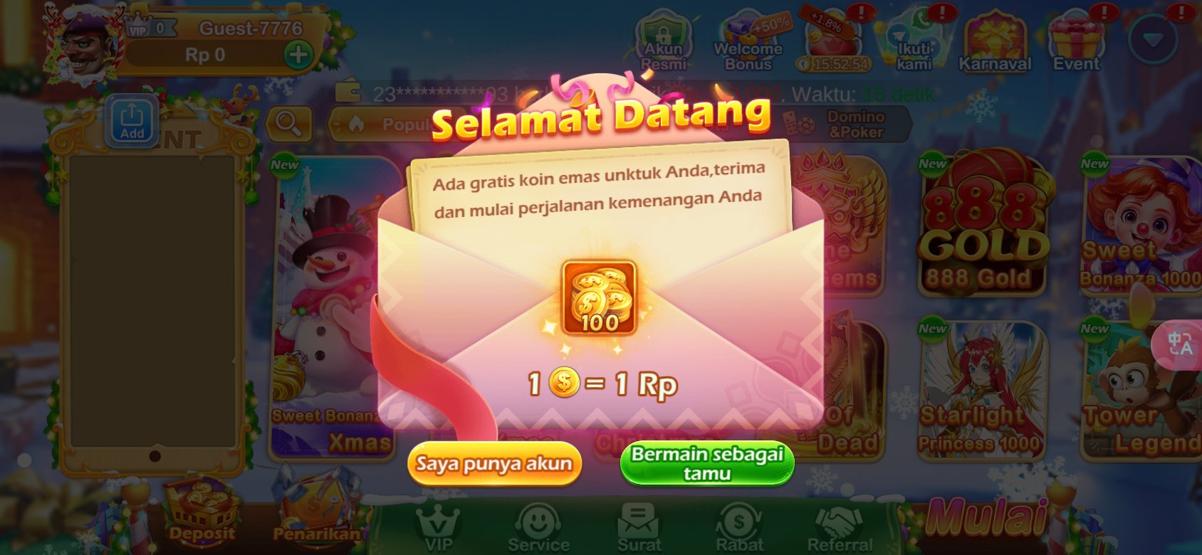 Dapatkan koin emas gratis di K3K3 2 4 5205 U untuk pengguna baru.